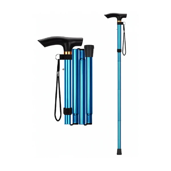 Navy - Blue Lightweight Aluminium Adjustable Folding Walking Stick