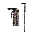 Raven – Black Floral Lightweight Aluminium Adjustable Folding Walking Stick