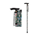Green Floral Lightweight Aluminium Adjustable Folding Walking Stick