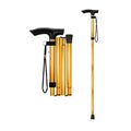 Golden Lightweight Aluminium Adjustable Folding Walking Stick